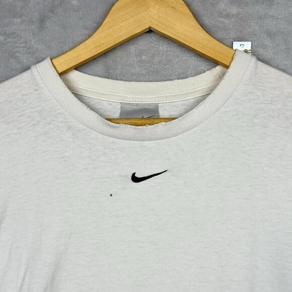 Vintage 90s Nike Center Swoosh White Long Sleeve T-Shirt Men Sz M Canada Made - Picture 2 of 11
